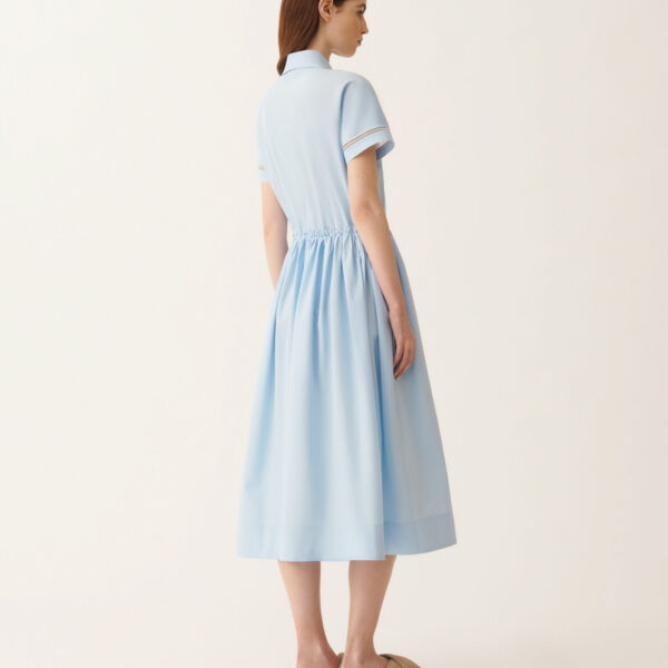 Sky Blue Poplin Polo Dress
