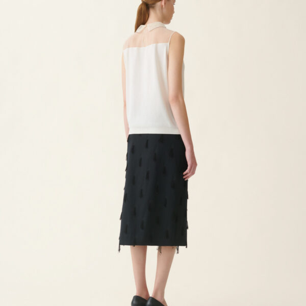 Sleeveless Cashmere and Silk Sweater in Raffia