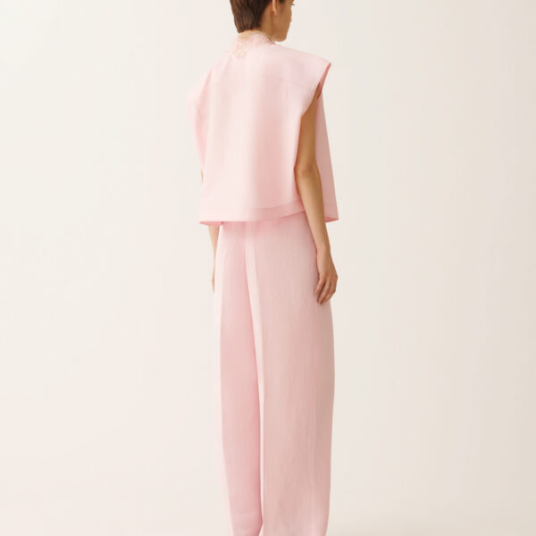 Sleeveless Shirt in Petal Pink Poplin