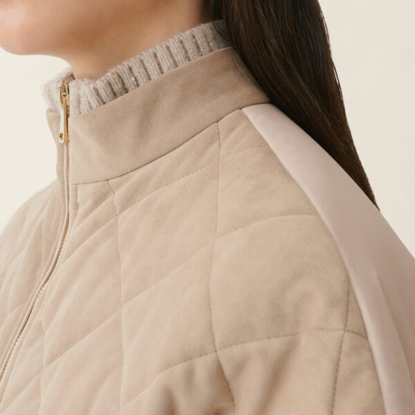 Suede Cape with Quilting in Cachà - Image 5