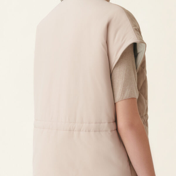 Suede Cape with Quilting in Cachà - Image 6