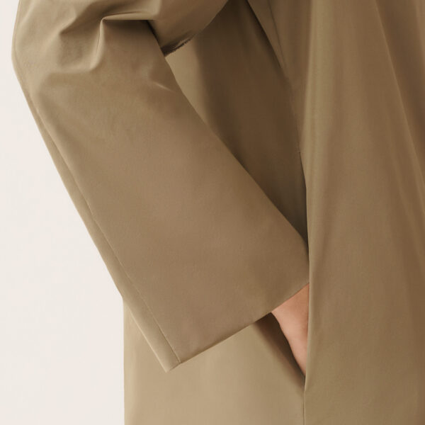 Technical Taffeta Overcoat in Khaki - Image 6