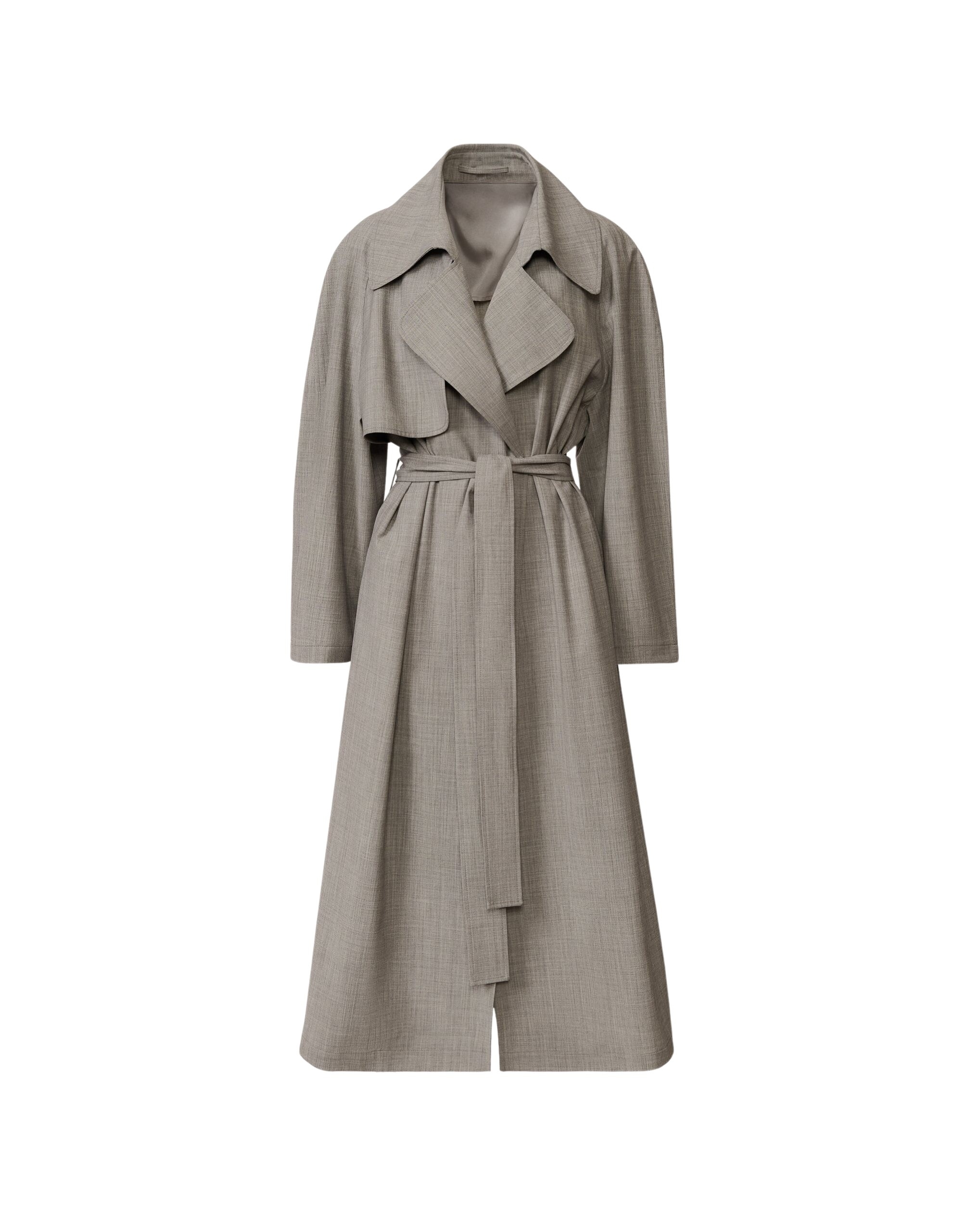 Fabiana Filippi Trench Coat in Lightweight Bi-Stretch Wool, Rock Mélange