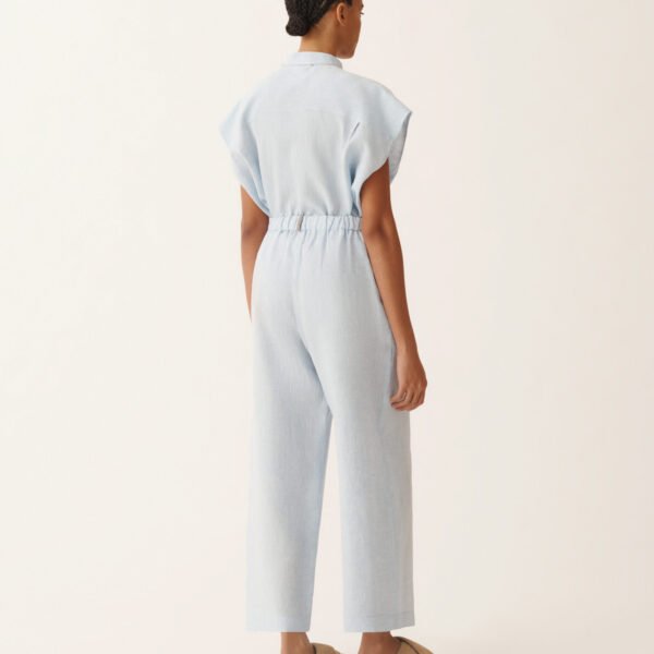 Trevi Trousers in Sky Blue Linen Fabric