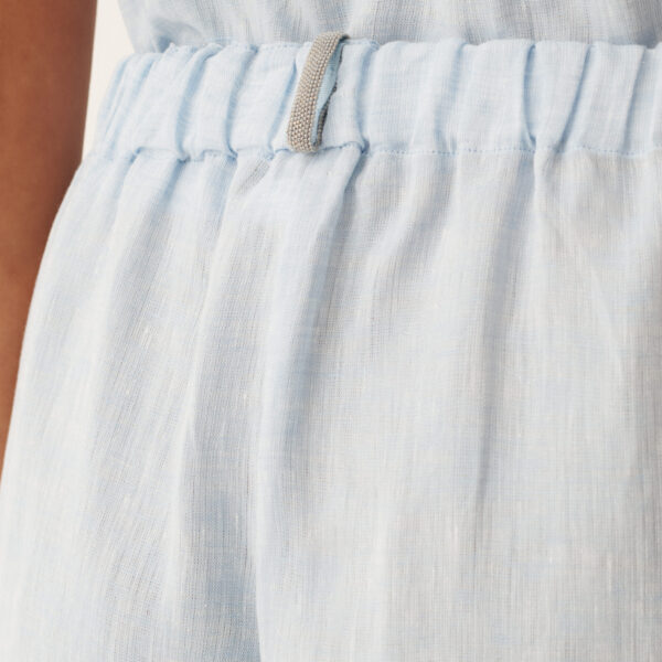 Trevi Trousers in Sky Blue Linen Fabric - Image 5