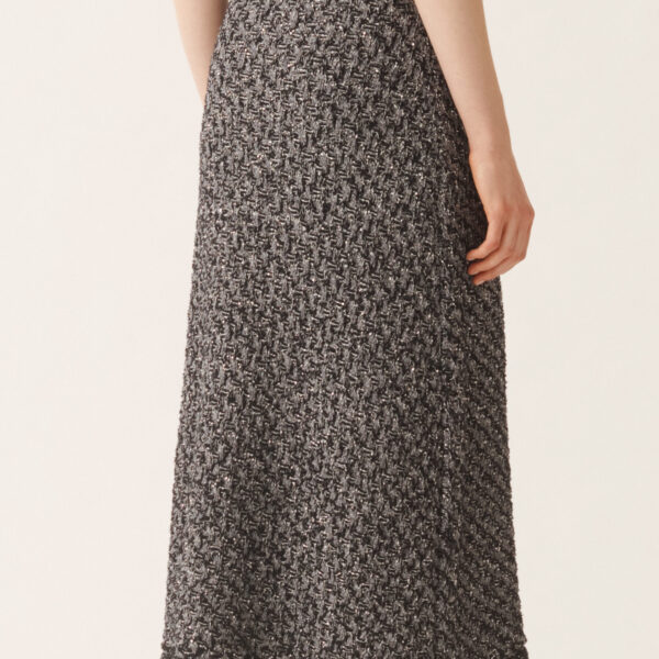 Tweed Skirt with a Denim Effect and Midnight Blue Sequins - Image 5