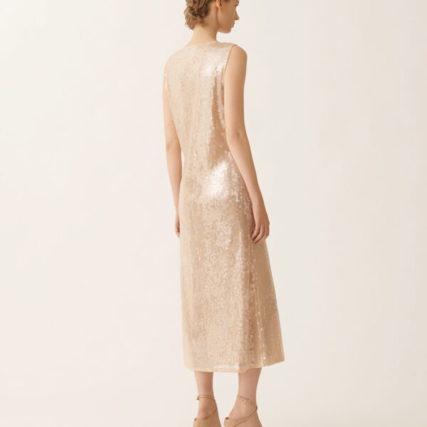 Water-Effect Sequin Dress in Nude