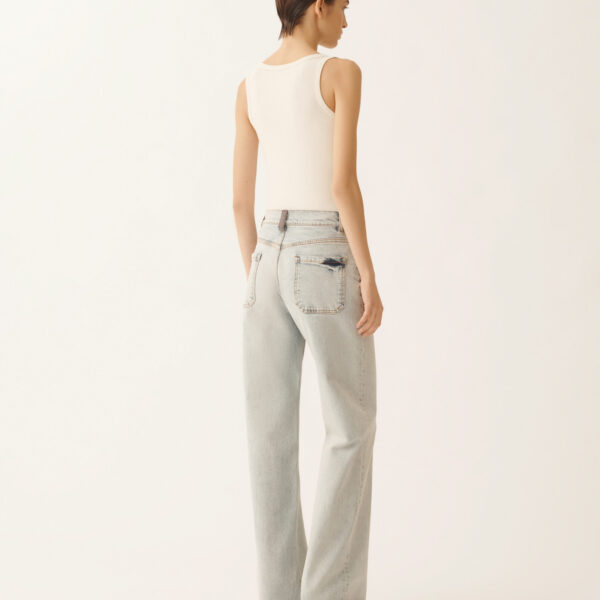 Water-Marbled Denim Pants