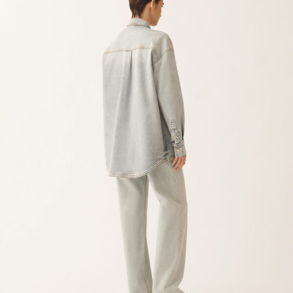 Water-Marbled Denim Shirt