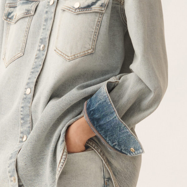 Water-Marbled Denim Shirt - Image 5