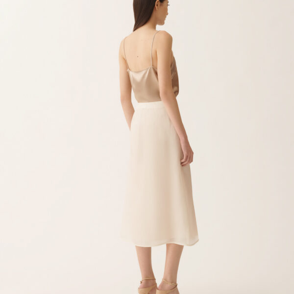 Water-Reflective Organza Midi Skirt in Butter