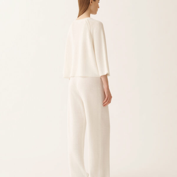 White Cotton and Linen Cape with Sequins