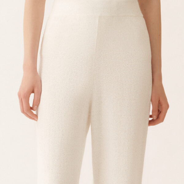 White Cotton and Linen Pants with Sequins - Image 5