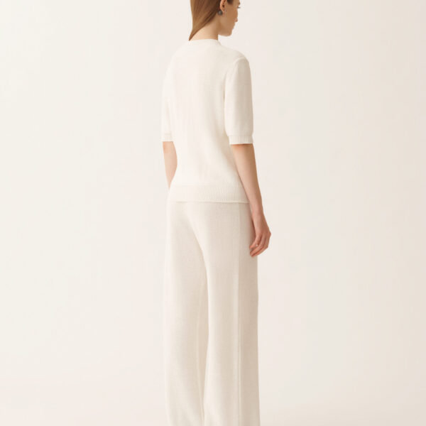 White Cotton and Linen Sweater with Sequins
