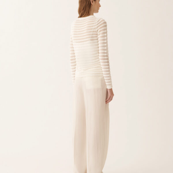 White Cotton and Linen Sweater with Sequins