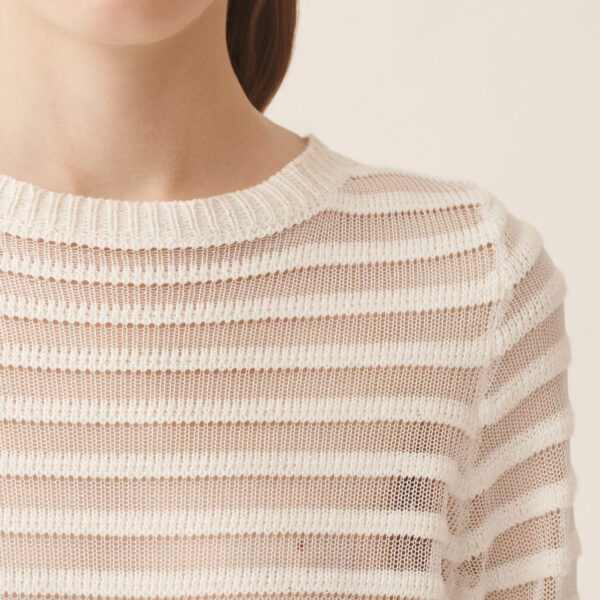 White Cotton and Linen Sweater with Sequins - Image 5