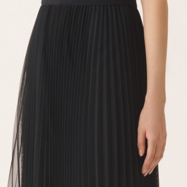 Wide Pleated Tulle Skirt in Night Blue - Image 5