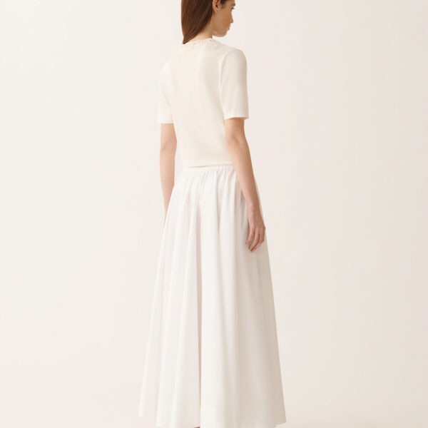 Wide Skirt in Optic White Poplin
