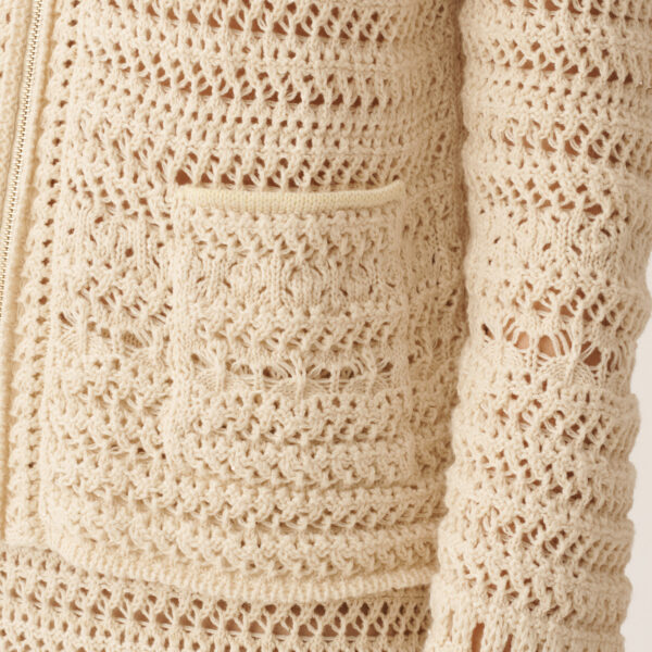 Wool and Cotton Jacket with Sequins in Vanilla - Image 5