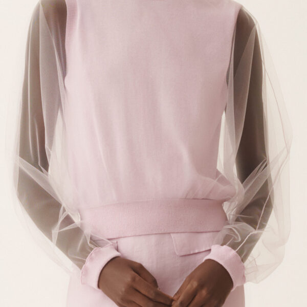 Wool and Cotton Sweater in Lilac Pink - Image 5