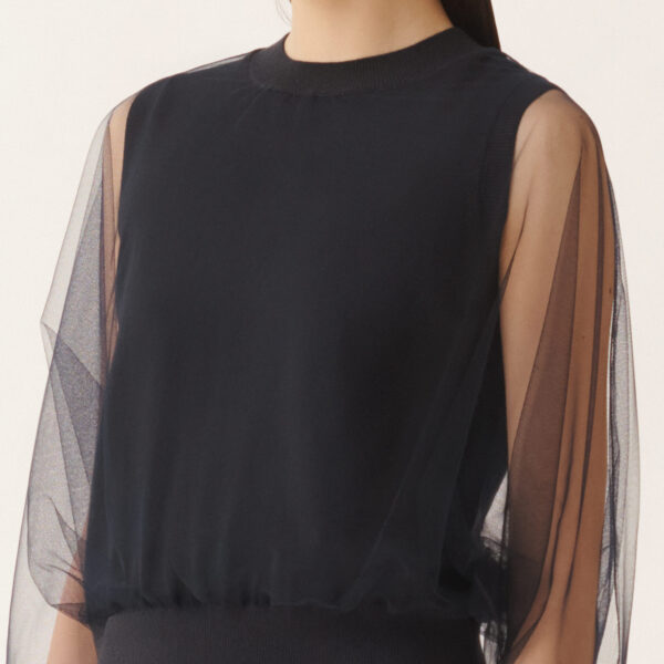 Wool and Cotton Sweater in Night Blue - Image 5