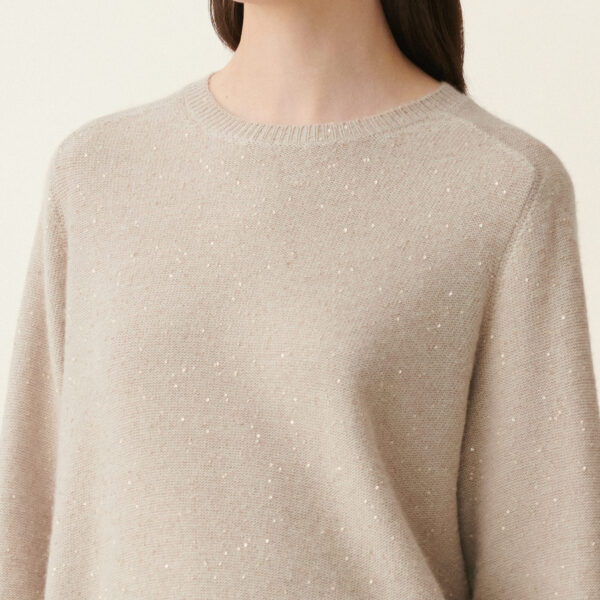 Wool and Silk Sweater with Sequins in Cachà - Image 5