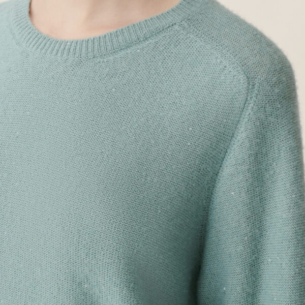 Wool and Silk Sweater with Sequins in Green - Image 5