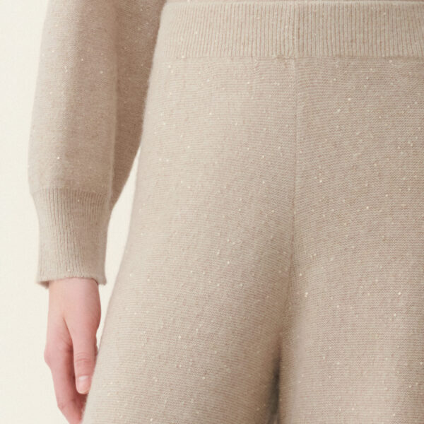Wool and Silk Trousers with Sequins in Cachà - Image 5