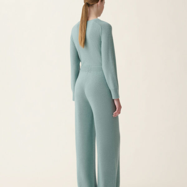 Wool and Silk Trousers with Sequins in Green