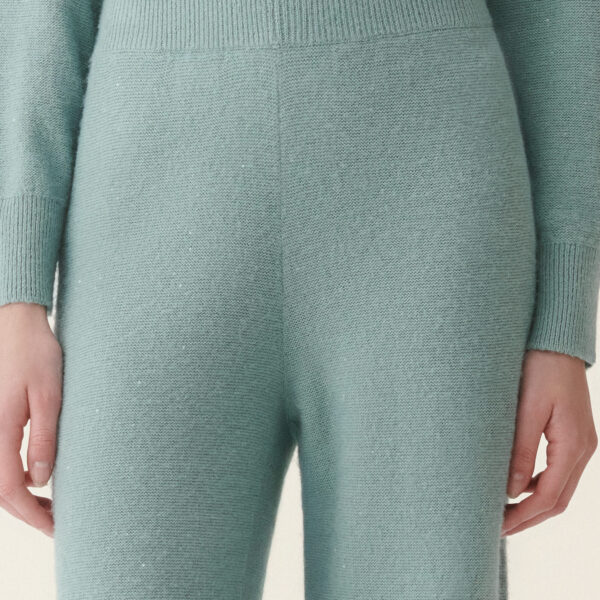 Wool and Silk Trousers with Sequins in Green - Image 5