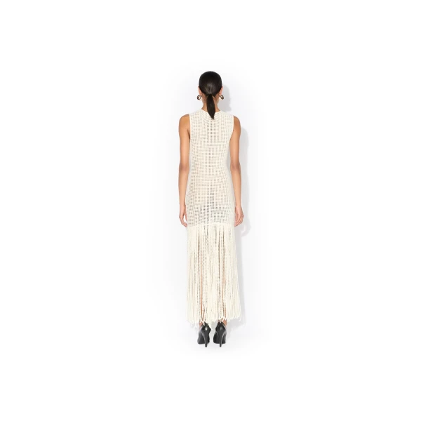 Alaia Fringed Beaded Knit Dress, view 3