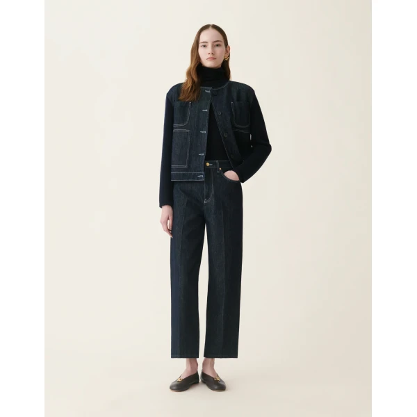 Fabiana Filippi Denim and Knit Jacket in Midnight Blue, view 2