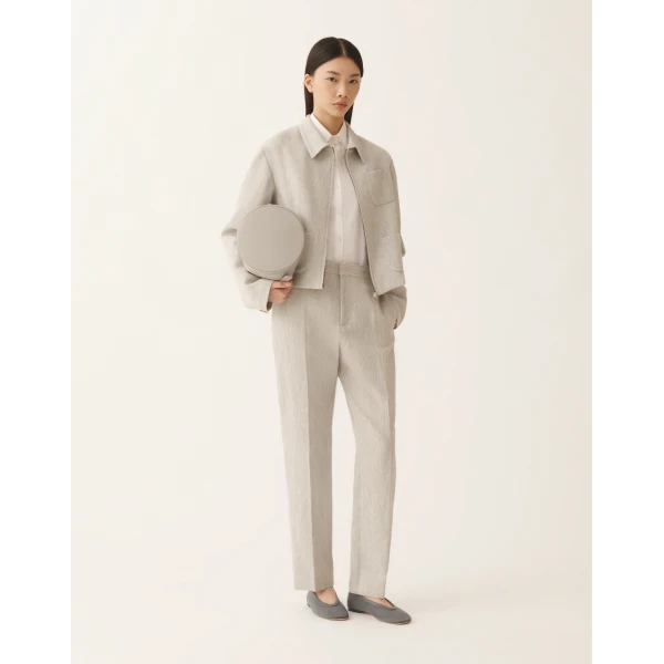 Fabiana Filippi Boxy Jacket in Drop Fil Coupé Tailoring, Ice, view 2