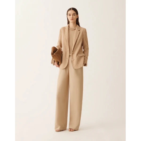 Fabiana Filippi Oversized Jacket in Cotton Mesh and Sequins, Acer, view 2