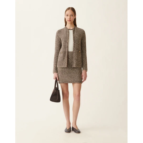 Fabiana Filippi Tweed Miniskirt in Ebony Skirt, view 2