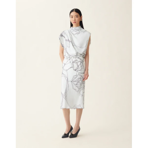 Fabiana Filippi Silk Twill Skirt in White, view 2