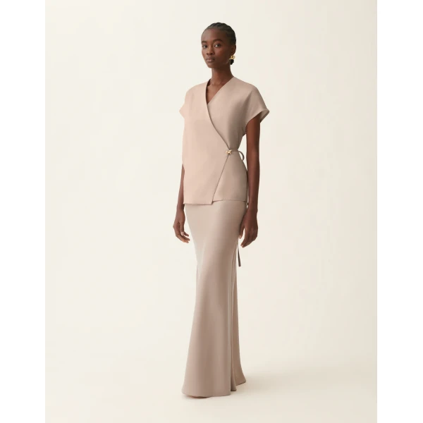 Fabiana Filippi Long Fluid Skirt in Mocha, view 2