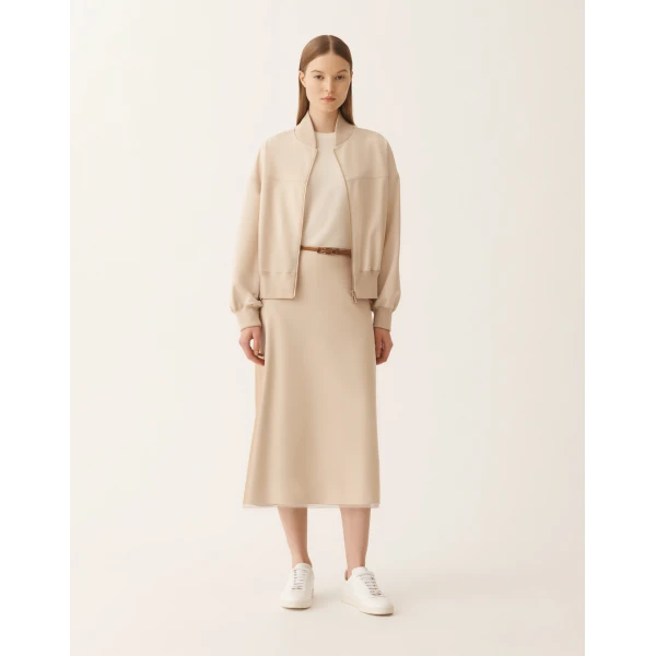 Fabiana Filippi Midi Skirt in Techno Tailoring, Nude, view 2