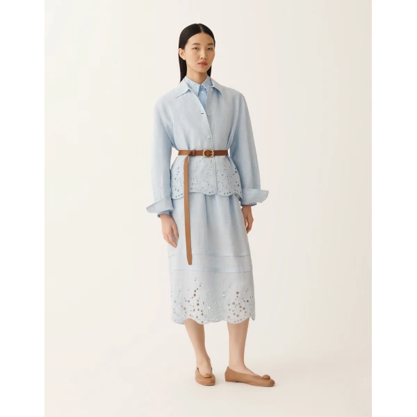 Fabiana Filippi Sky Blue Linen Midi Skirt, view 2