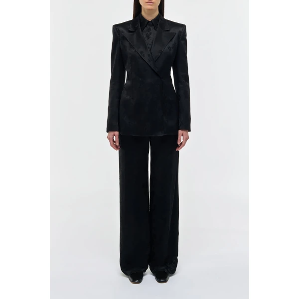 Aleah Blazer in Black Embroidered Silk