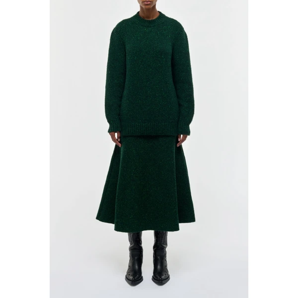 Alfie Knit Sweater in English Green Speckled Aran Cashmere