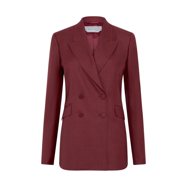 Gabriela Hearst Angela Blazer in Bordeaux Wool Silk