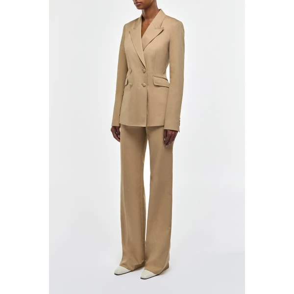 Angela Blazer in Camel Light Sea Island Cotton Twill