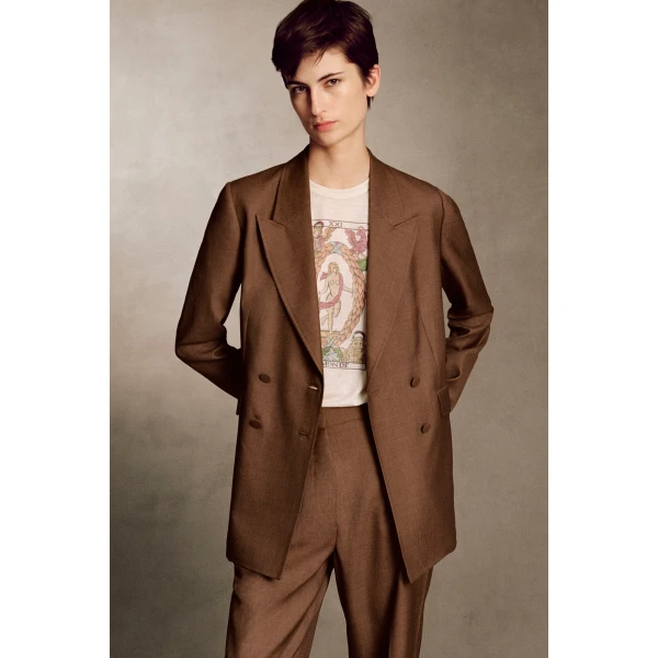 Gabriela Hearst Angela Blazer in Chestnut Wool Silk, view 2