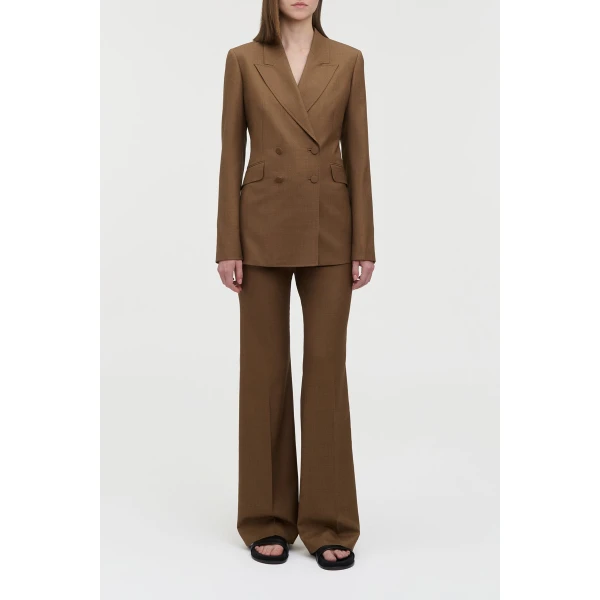 Angela Blazer in Chestnut Wool Silk
