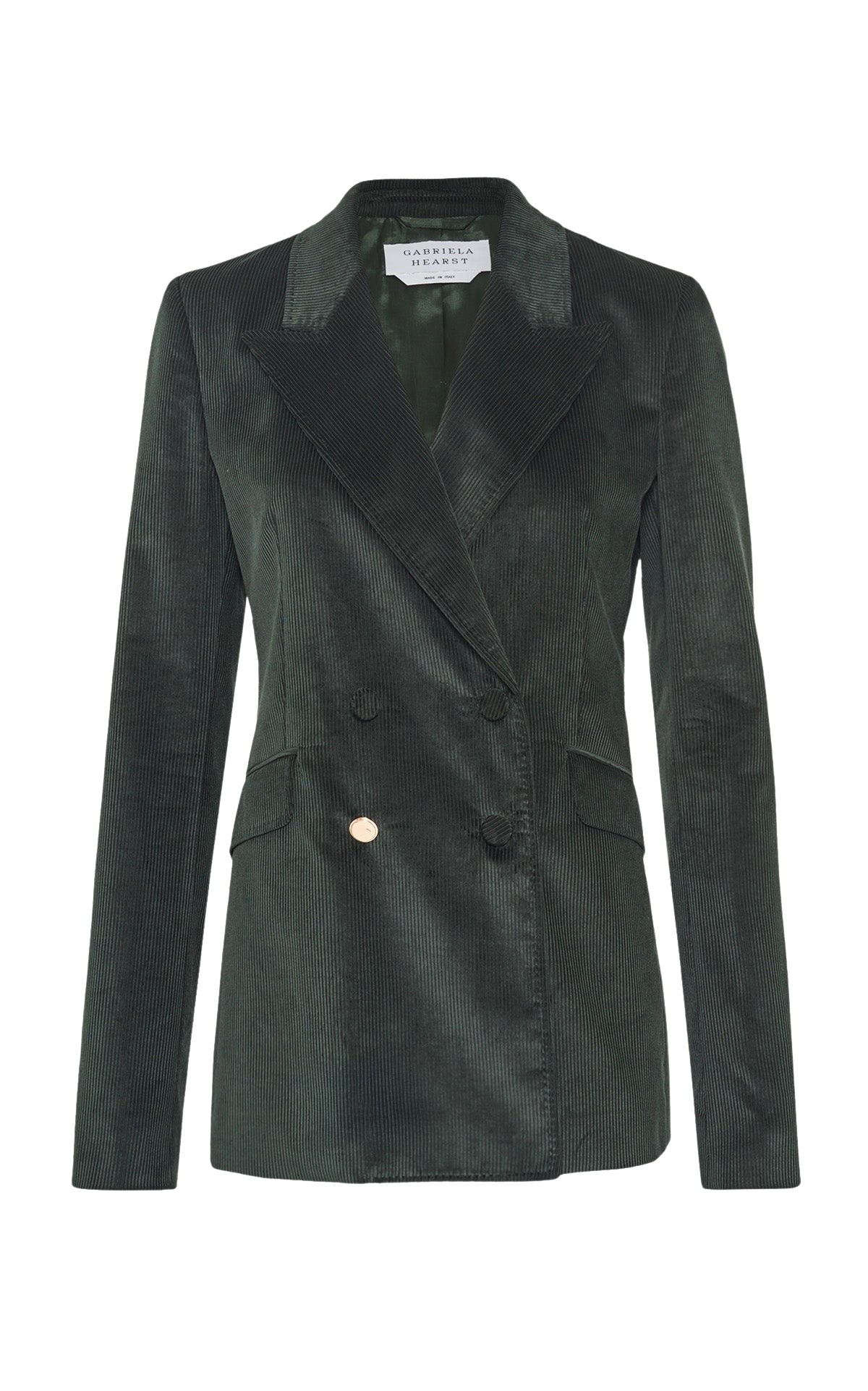 Gabriela Hearst Angela Blazer in English Green Sea Island Cotton Corduroy