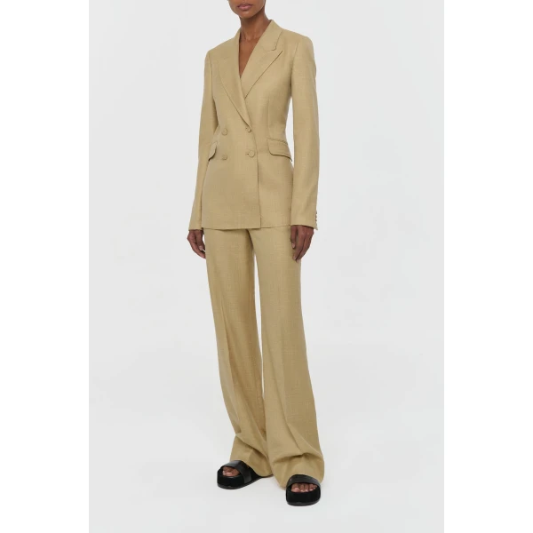 Angela Blazer in Hay Virgin Wool Silk with Linen