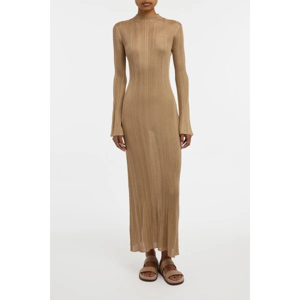 Atira Knit Maxi Dress in Camel Silk