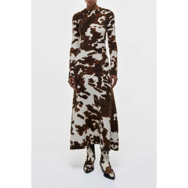 Atticus Knit Maxi Dress in Ivory Cognac Multi Cashmere