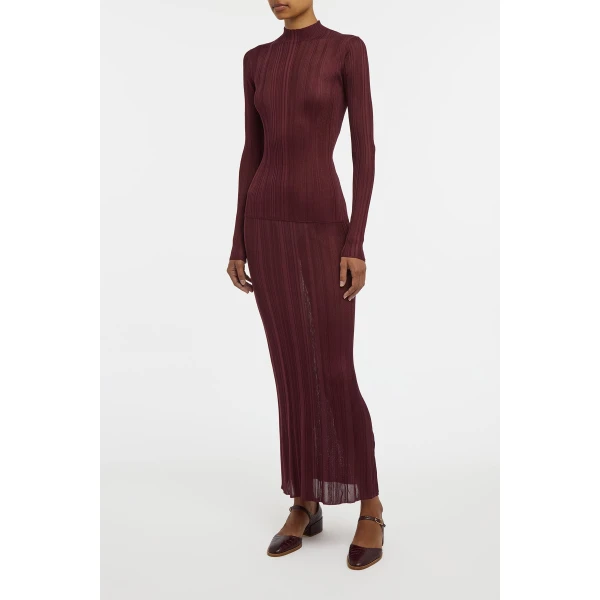 Aveda Knit Mockneck Sweater in Bordeaux Silk